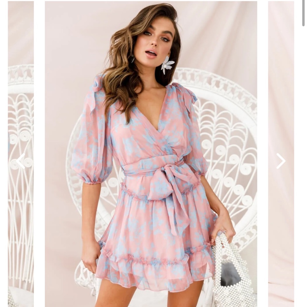 Selfie Leslie Bow-Peep 3/4 Sleeve Bow Detail Dress Rose